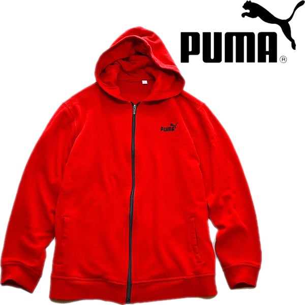 1点物◇プーマPUMAジップアップ赤スウェットパーカー古着メンズSM