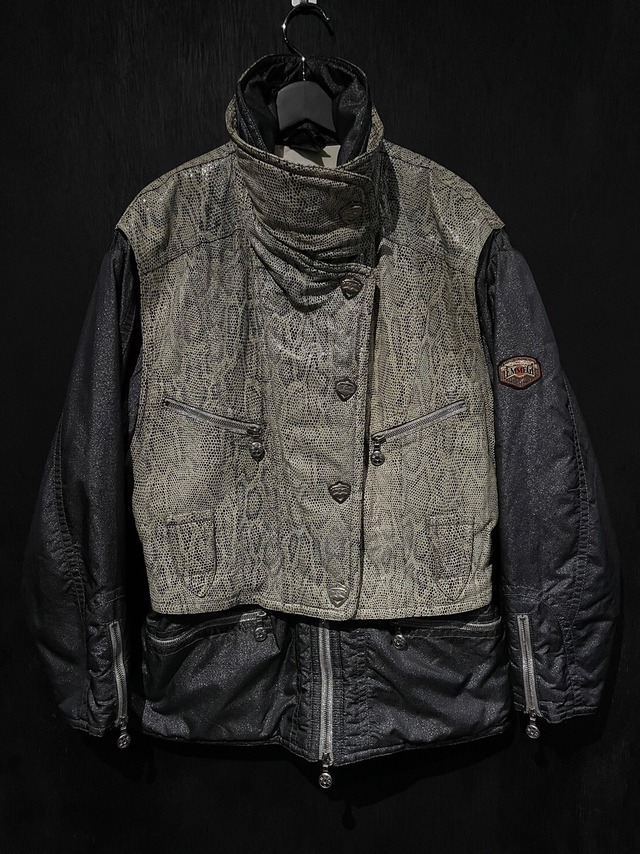 【WEAPON VINTAGE】Vest Layered Design Vintage Loose Padded Jacket
