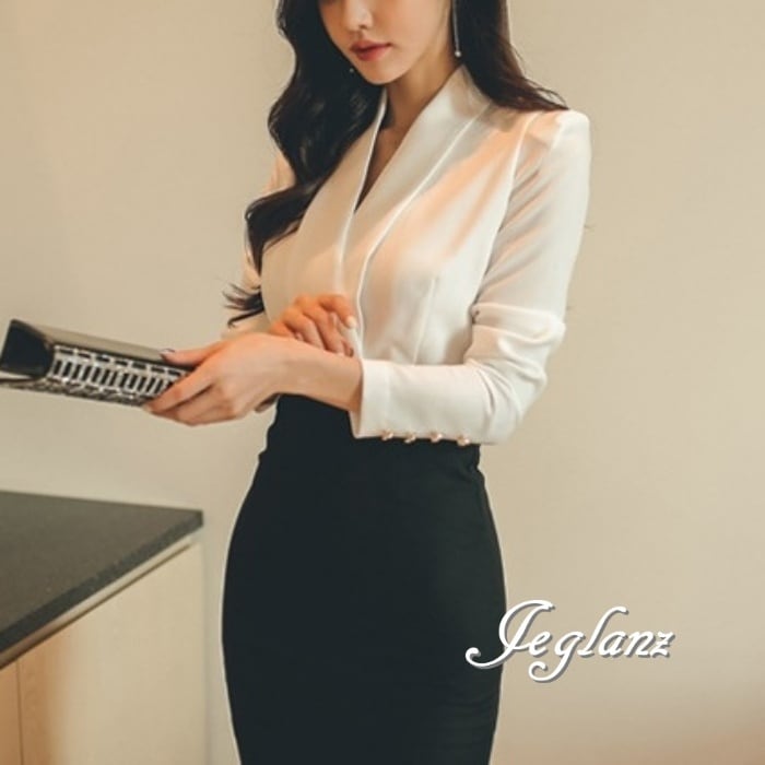 2色 フェイクレイヤード バイカラー ワンピース タイト ひざ丈(M5350)ζ