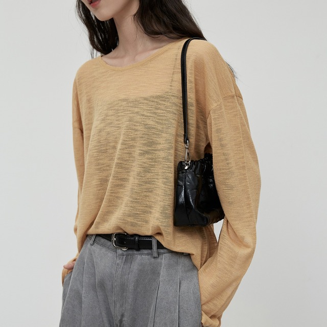 ラウンドネックシアートップス　SG0071