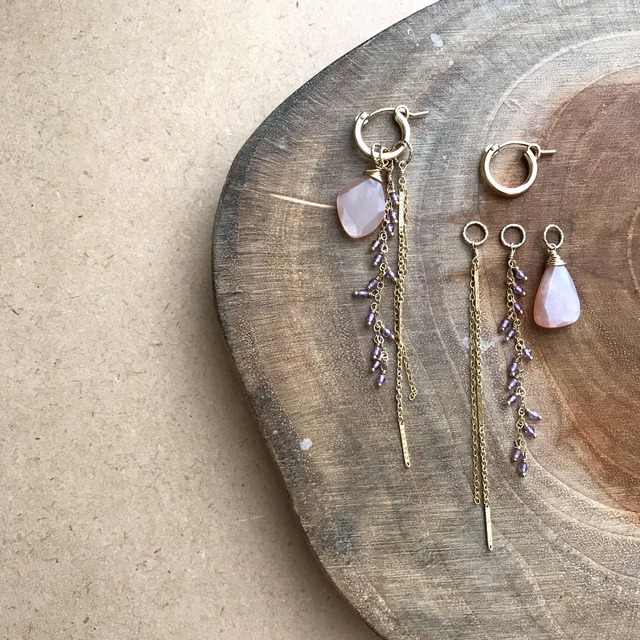 Moonstone×Amethyst Hoop/K14 gf