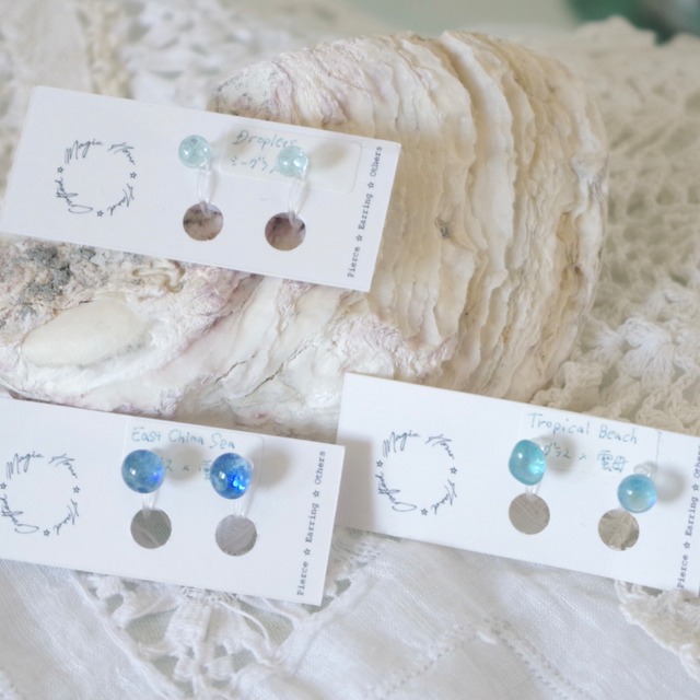 Mermaid Tears │ 煌めくシーグラスの超小粒イヤリング