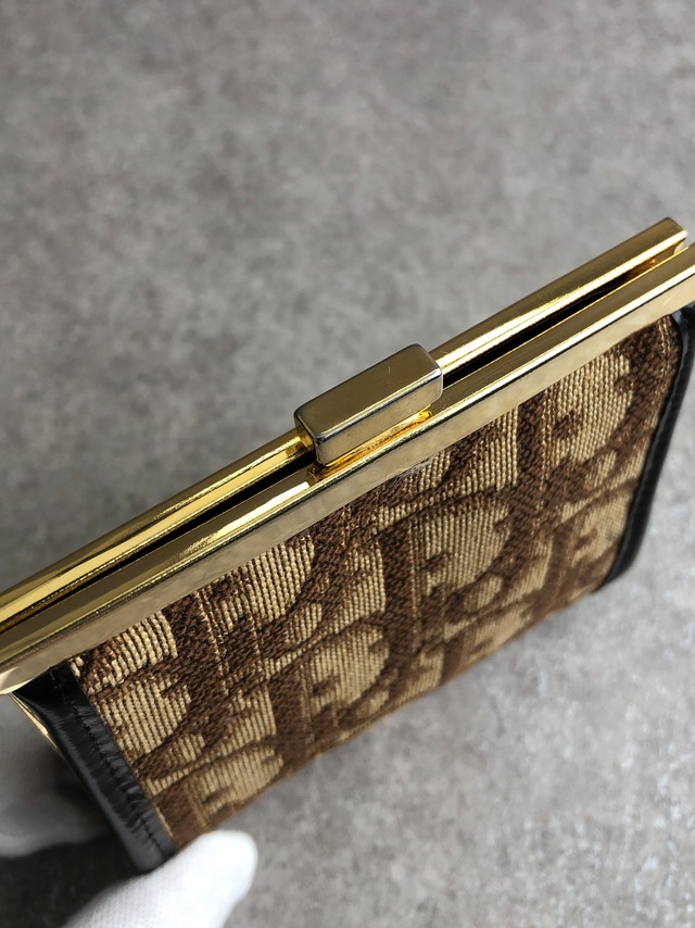 Christian Dior クリスチャン ディオール トロッター 財布 ブラウン ジャガード コインケース がま口 vintage ヴィンテージ オールド mtshiw