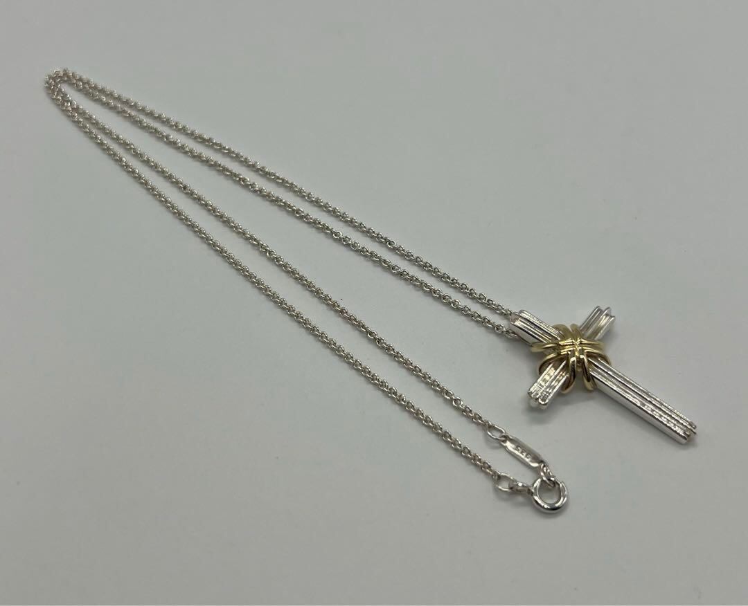 ティファニー TIFFANY シグネチャークロス ネックレス SV YG コンビ