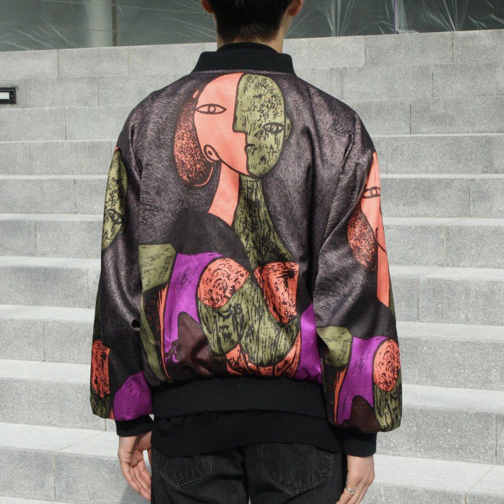 Vintage Picasso Art Print Bomber Jacket Blouson [Picasso] [1980s