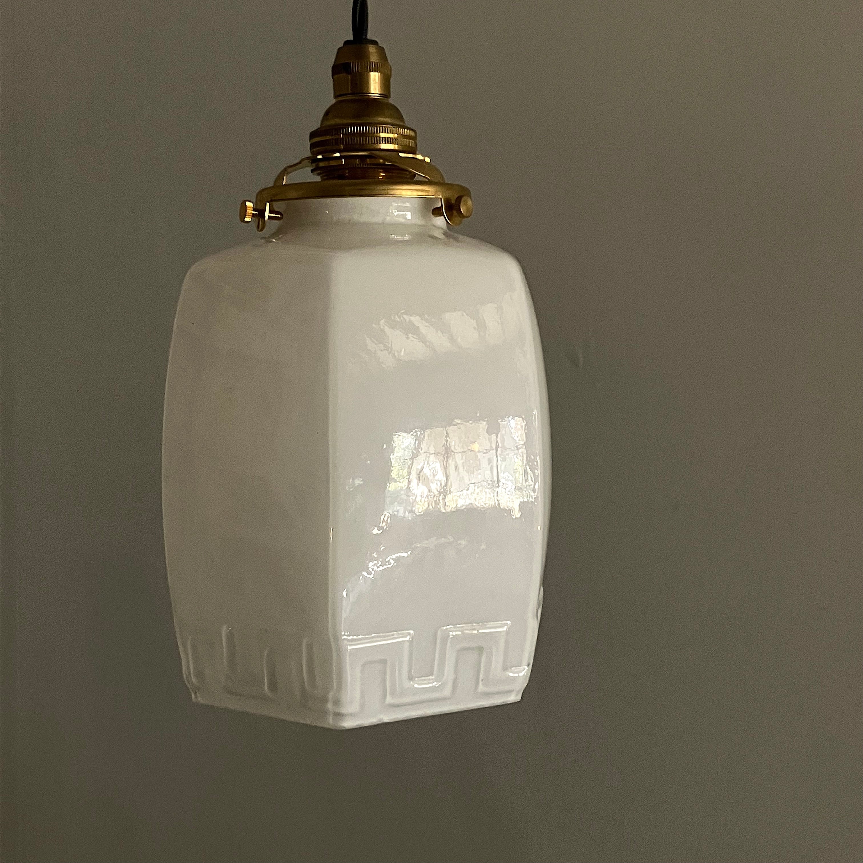 大正乳白硝子ランプシェード/ japan antique