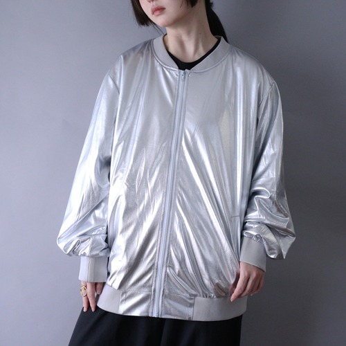 metallic silver y3k future blouson