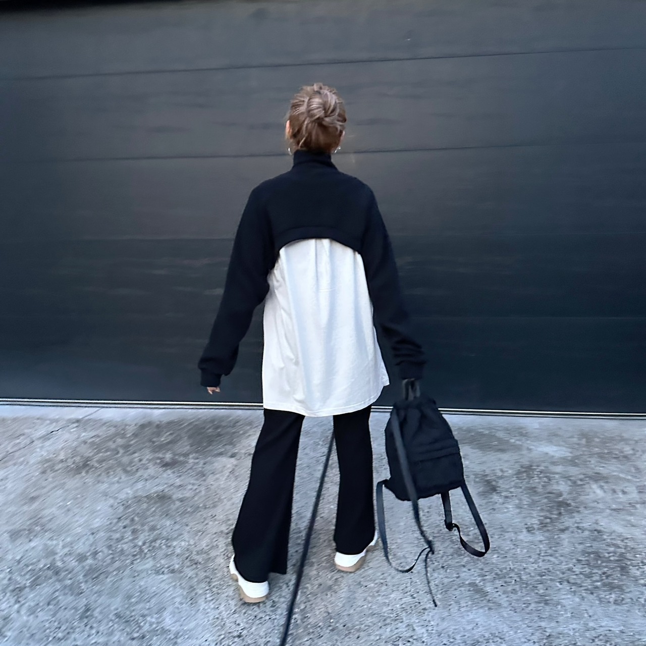zipup fleece layer tops／black