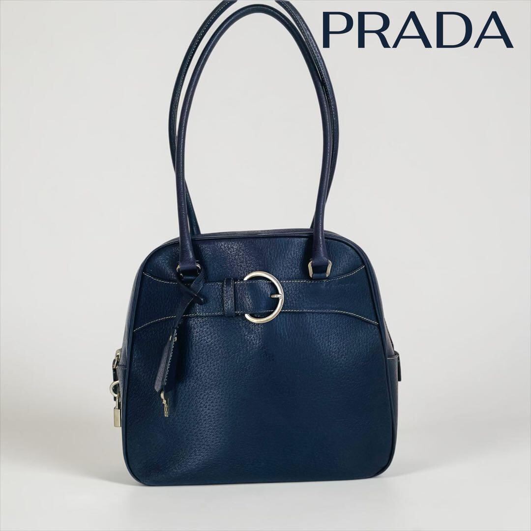 PRADA プラダネイビー レザー ショルダーバッグ PRADA プラダネイビー レザー ショルダーバッグ | PAY ID