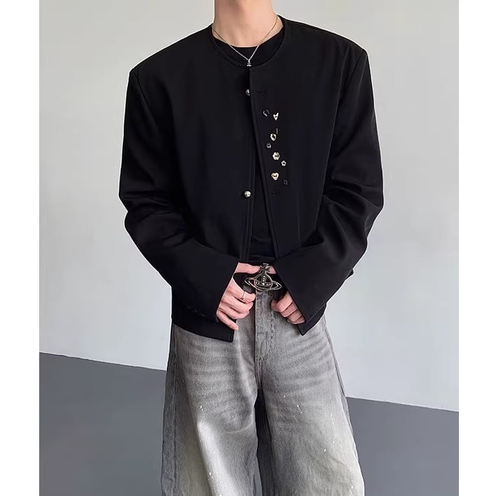 ボタンデザインノーカラージャケット 1color MOJ0284