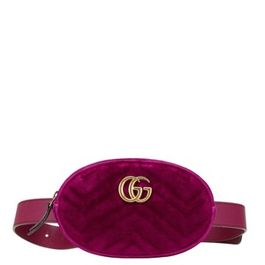 グッチ GGマーモント キルティング ボディバッグ ウエストバッグ 476432 パープル ベロア レザー レディース GUCCI 【中古】