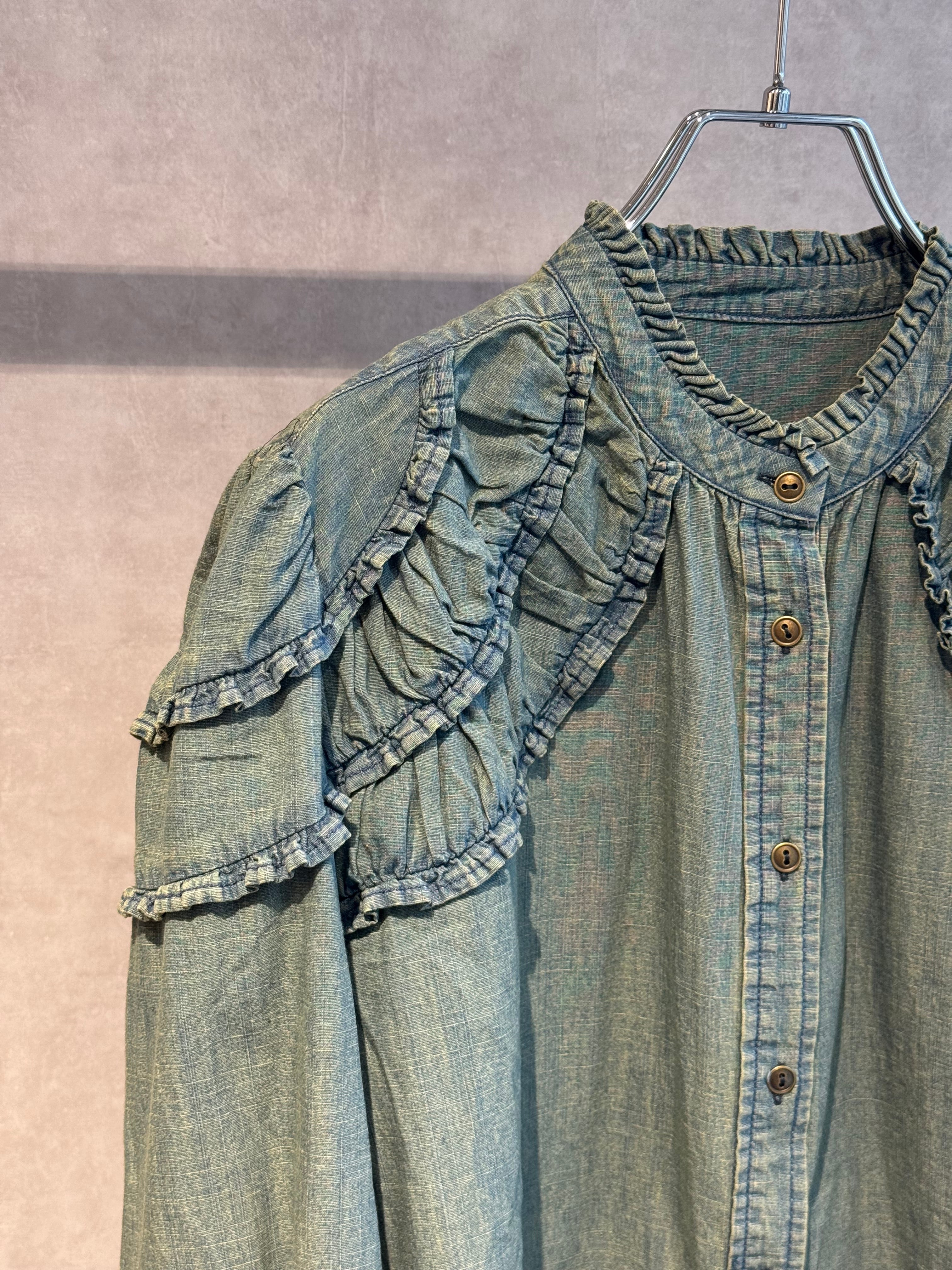 petit frill denim shirt