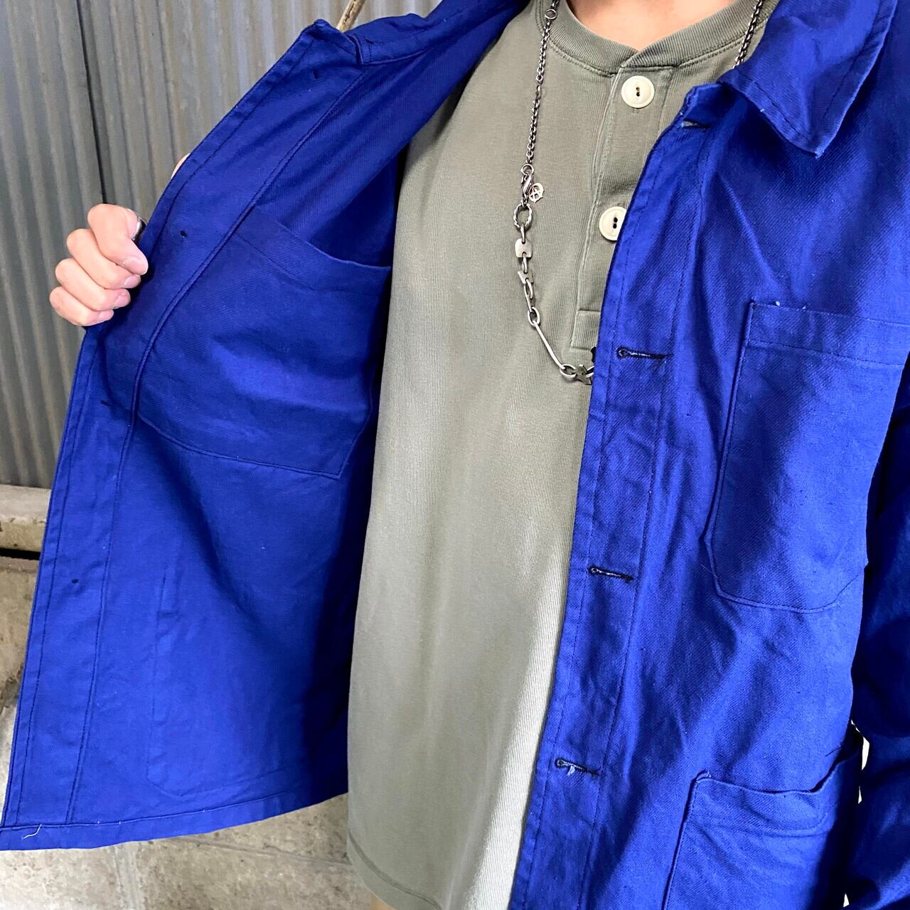 フランス製 バックロゴプリント コットンツイル ユーロワーク