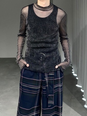 lamé second skin tops / black × silver