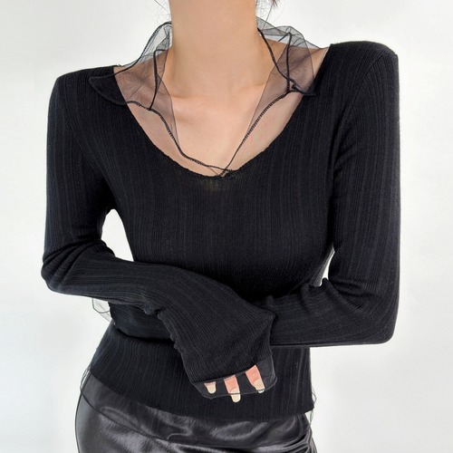 sheer hem rib tops / l0852