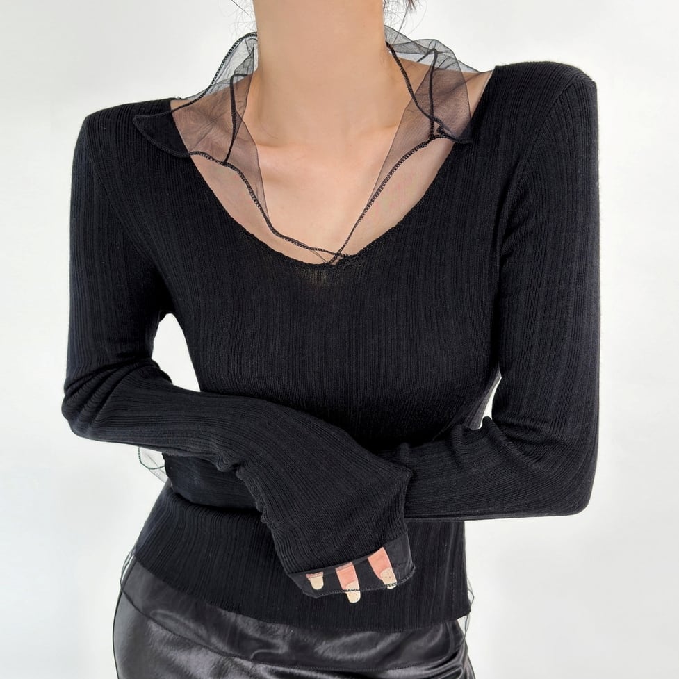 sheer hem rib tops / l0852