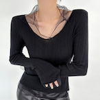 sheer hem rib tops / l0852