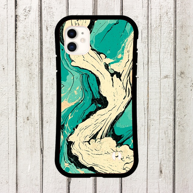 受注生産 iPhoneケース ミントグリーンの鉱石マーブル｜天然石風 MARB034B