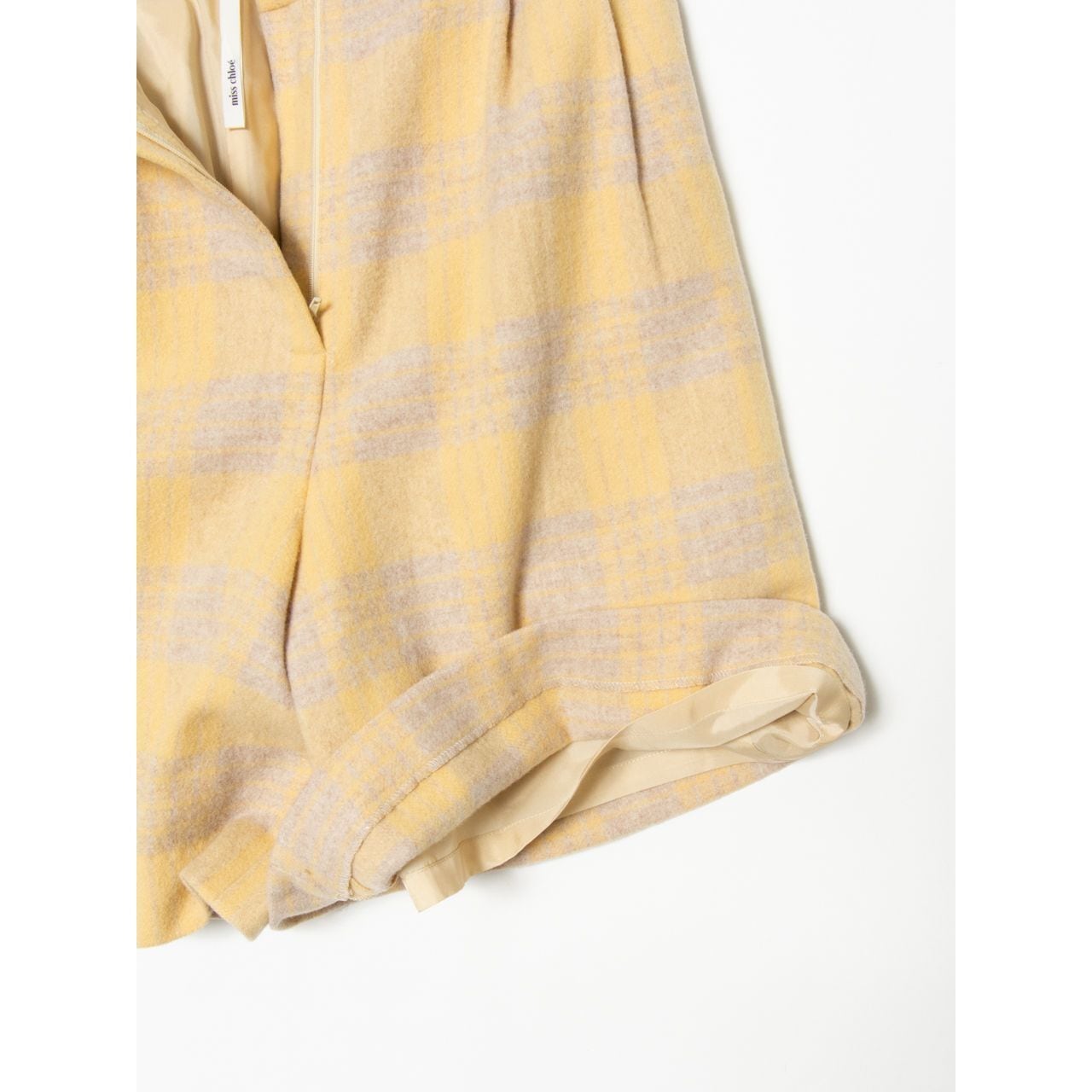 【miss chloe】Made in Japan wool-nylon 2tuck check short pants（ミスクロエ 日本製ウールナイロンチェックショートパンツ）10d