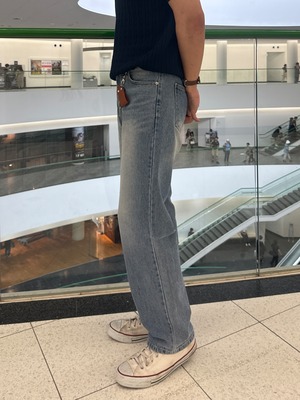 Vintage Washed Straight Denim (Light Blue)