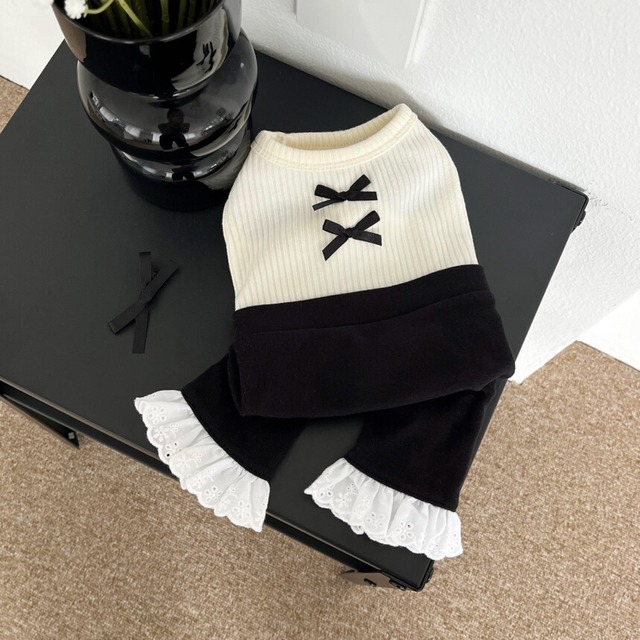 【予約】ballet core ribbon flare pants (Black)