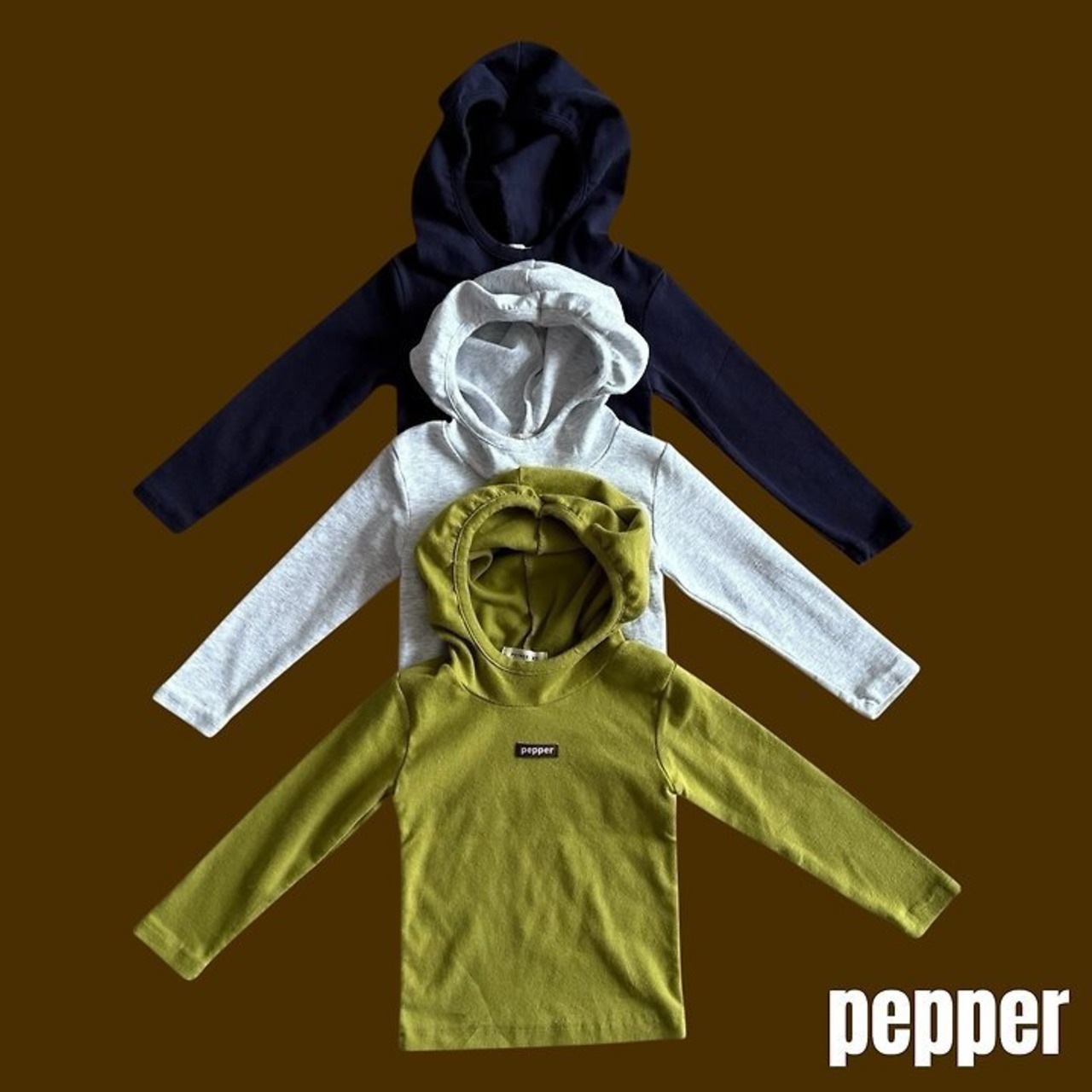 韓国子供服 / PEPPER / 26Autumn / 抹茶フード付きパーカー / 秋服 *XS~XL *
