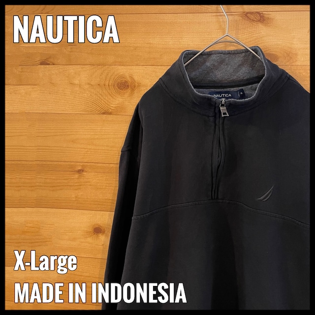 【NAUTICA】ハーフジップ スウェット プルオーバー 刺繍ロゴ ワンポイントロゴ ノーティカ XL ビッグサイズ US古着