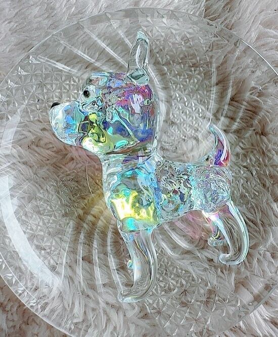☆虹色クリスタル 犬オブジェ | shr2023