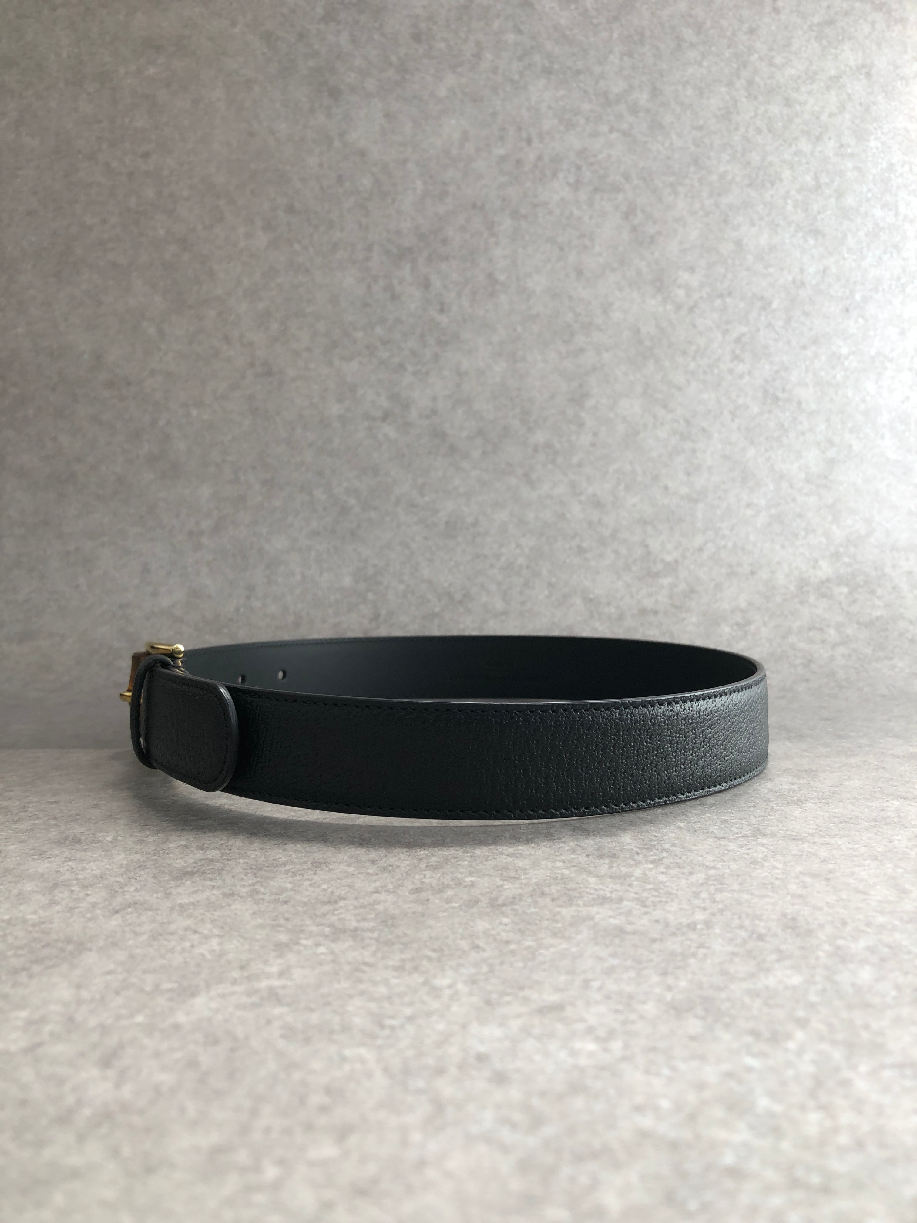 GUCCI グッチ ベルト ブラック バンブー レザー バックル vintage