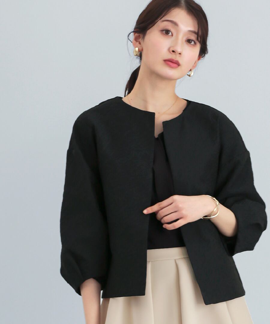 セットアップで映える 】 マットジャガード・ランタンスリーブ