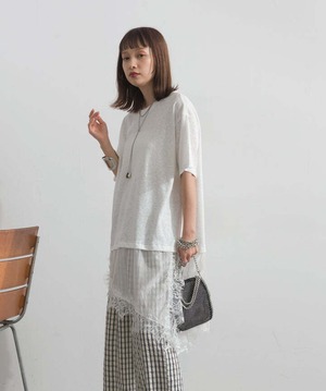 2605142 レースヘムレイヤードカットソー white