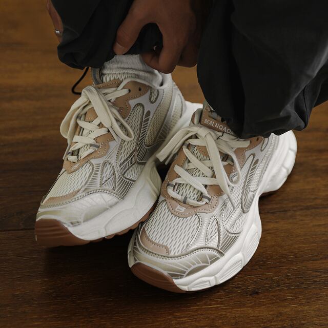 【予約販売】スニーカー 韓国 メンズ スニーカー ユニセックス 厚底 靴 グレー×ベージュ デザイン スポーティ お洒落 カジュアル ストリート 23cm/23.5cm/24cm/24.5cm/25cm/25.5cm/26cm/26.5cm/27cm