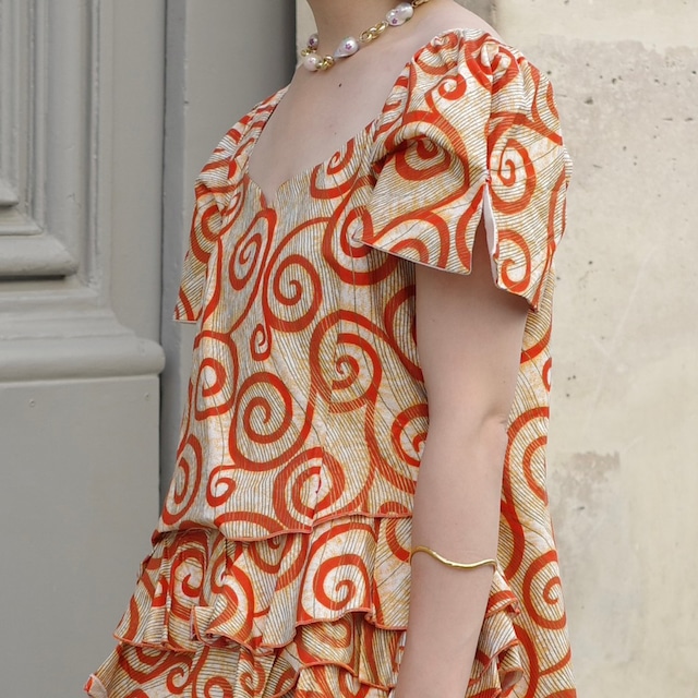 Vintage Orange Print Top