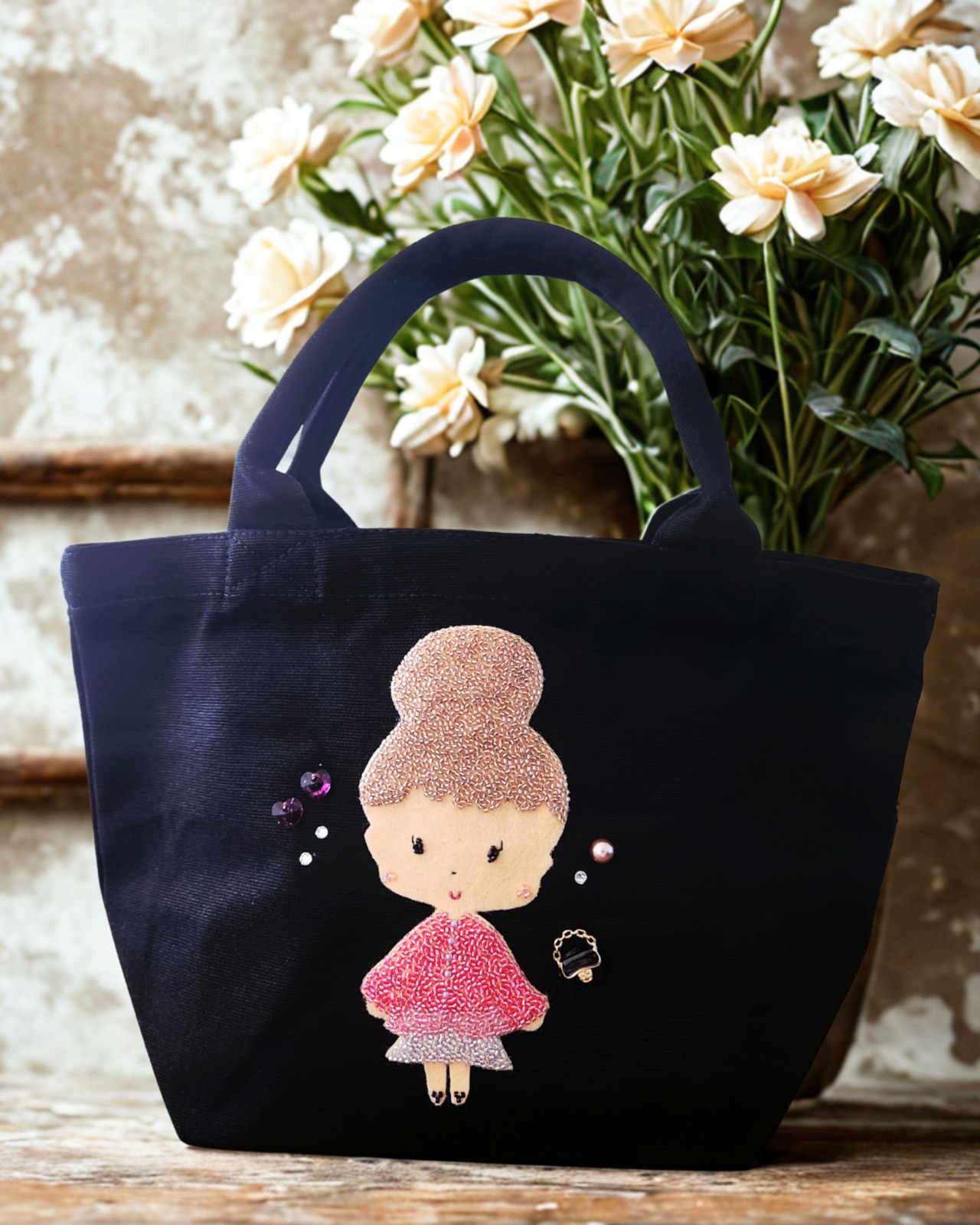 ♡ビーズ刺繍トートバッグ♡ アイリー・ピンキーハート - 3