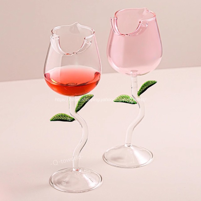 バラ　薔薇　結婚祝い　ワイングラス　クリアグラス　お花　オシャレ 可愛い　食器　