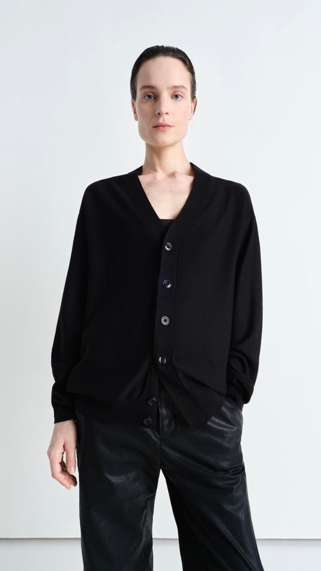 LEMAIRE -Relaxd Twisted Cardigan(MERINO BLEND)- :BLACK,
