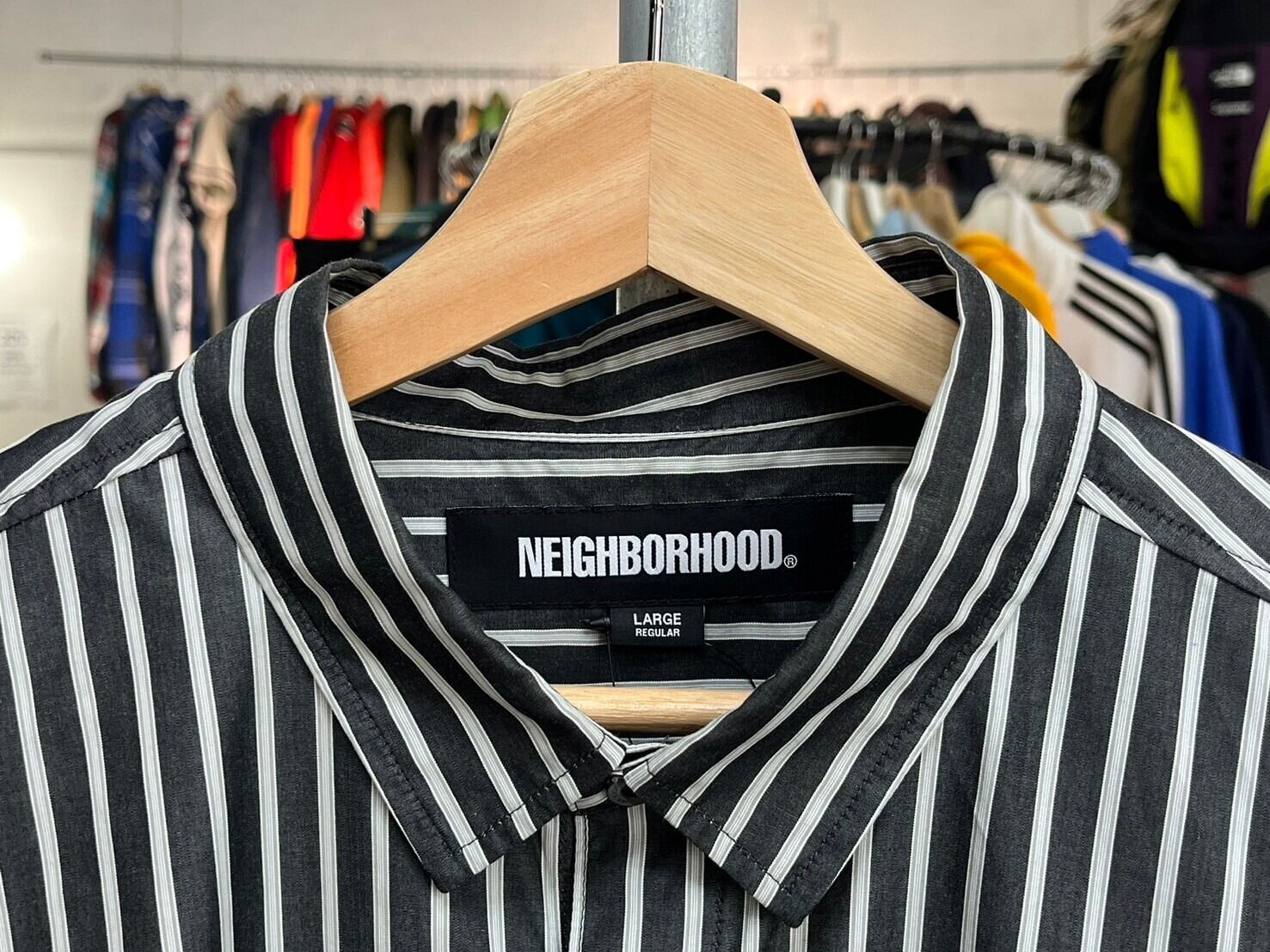 NEIGHBORHOOD 24SS STRIPE SHIRT LS BLACK LARGE 241AQNH-SHM02 39510 