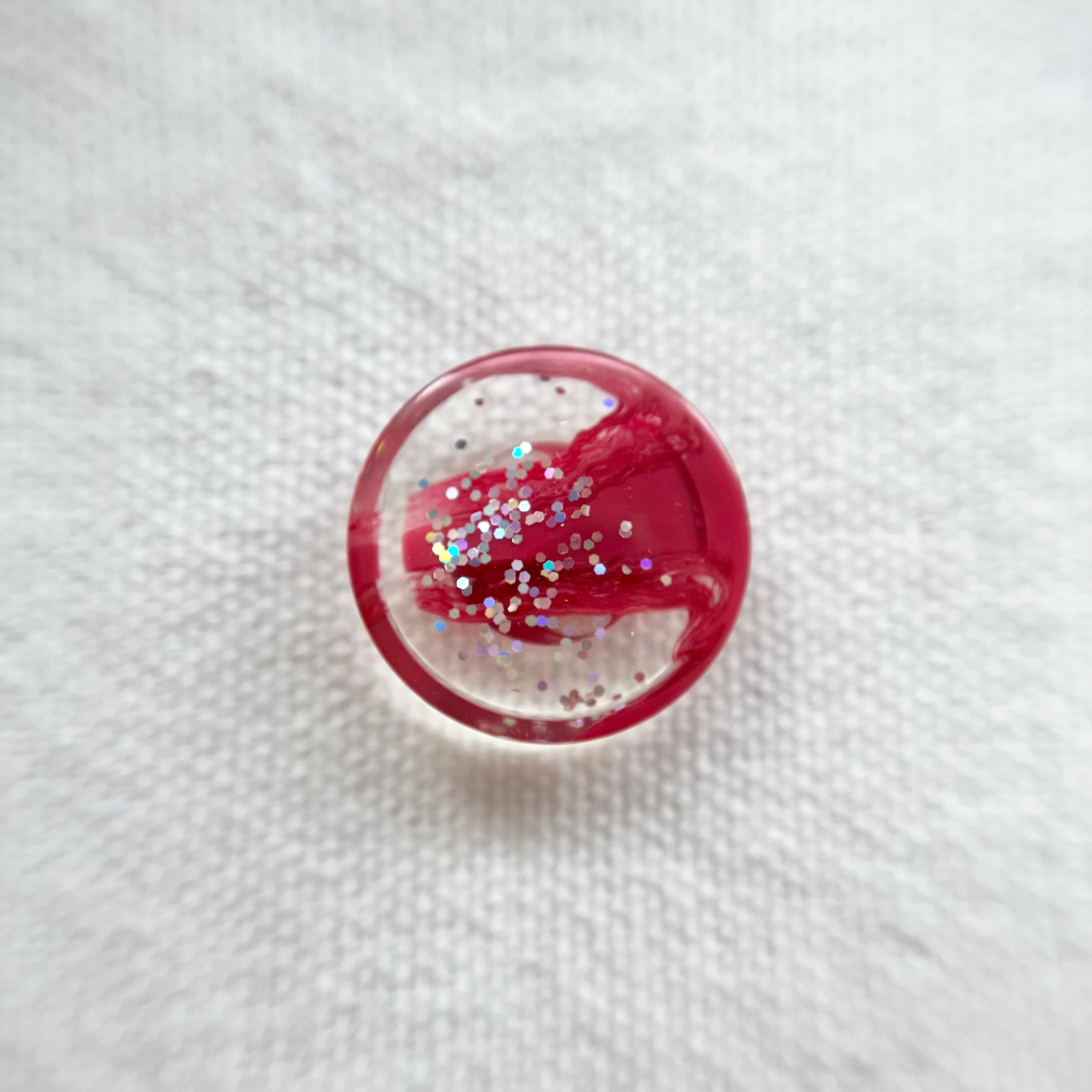 偏光グリッター クリア×レッドマーブル 18㎜