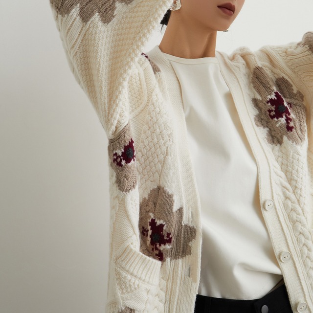 花柄ニットカーディガン　21938