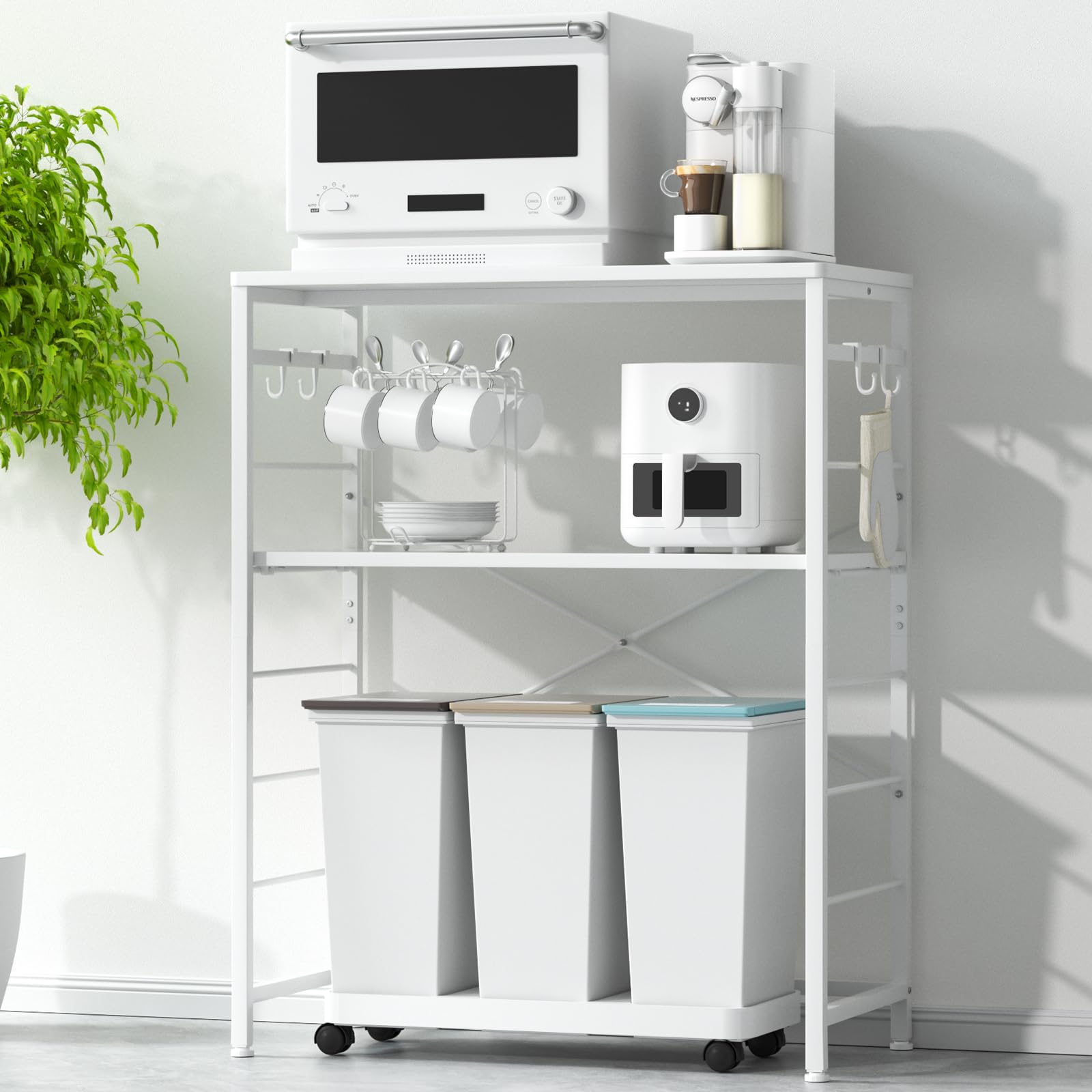 萩原 レンジラック ゴミ箱上ラック 引き出し付 【耐荷重30kg