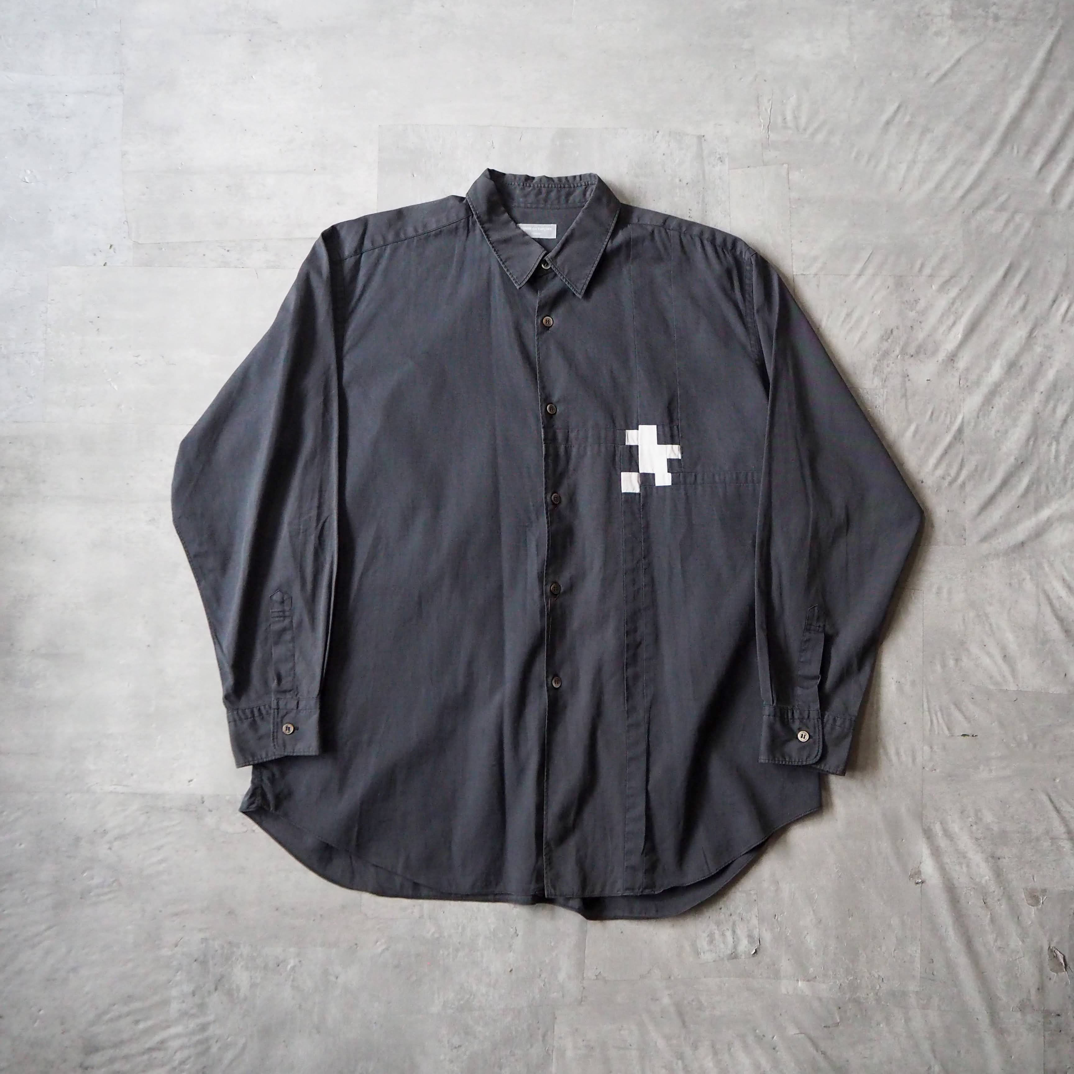 90s “comme des garçons homme” patch design black shirt