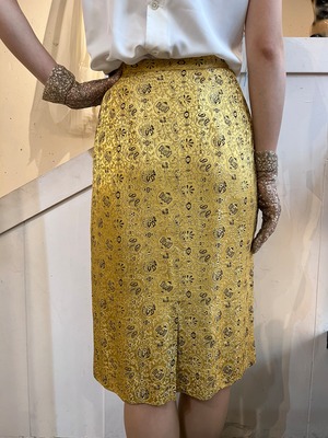 50's Vintage "annette ross" chinoiserie design straight skirt