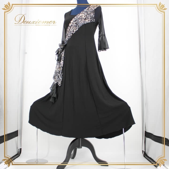 新品　Leirena　レイリーナ 社交ダンス　衣装　ワンピース ドレス 　黒 Leirena 社交ダンスブラックワンピース 社交ダンス,ワンピース｜社交