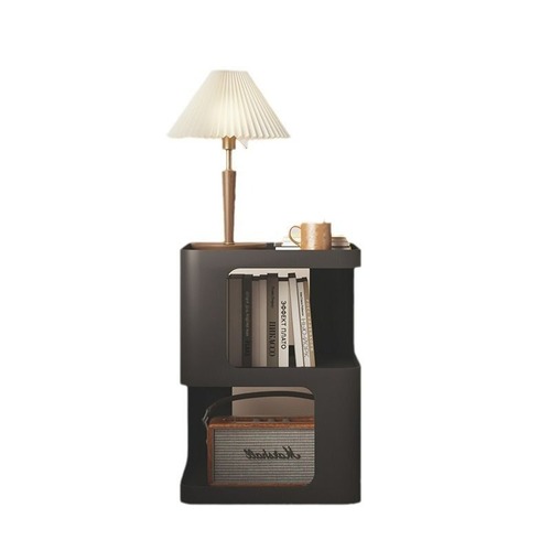 サイドテーブル スクエアサイドテーブル オープン収納棚付き リビング 寝室、オフィス