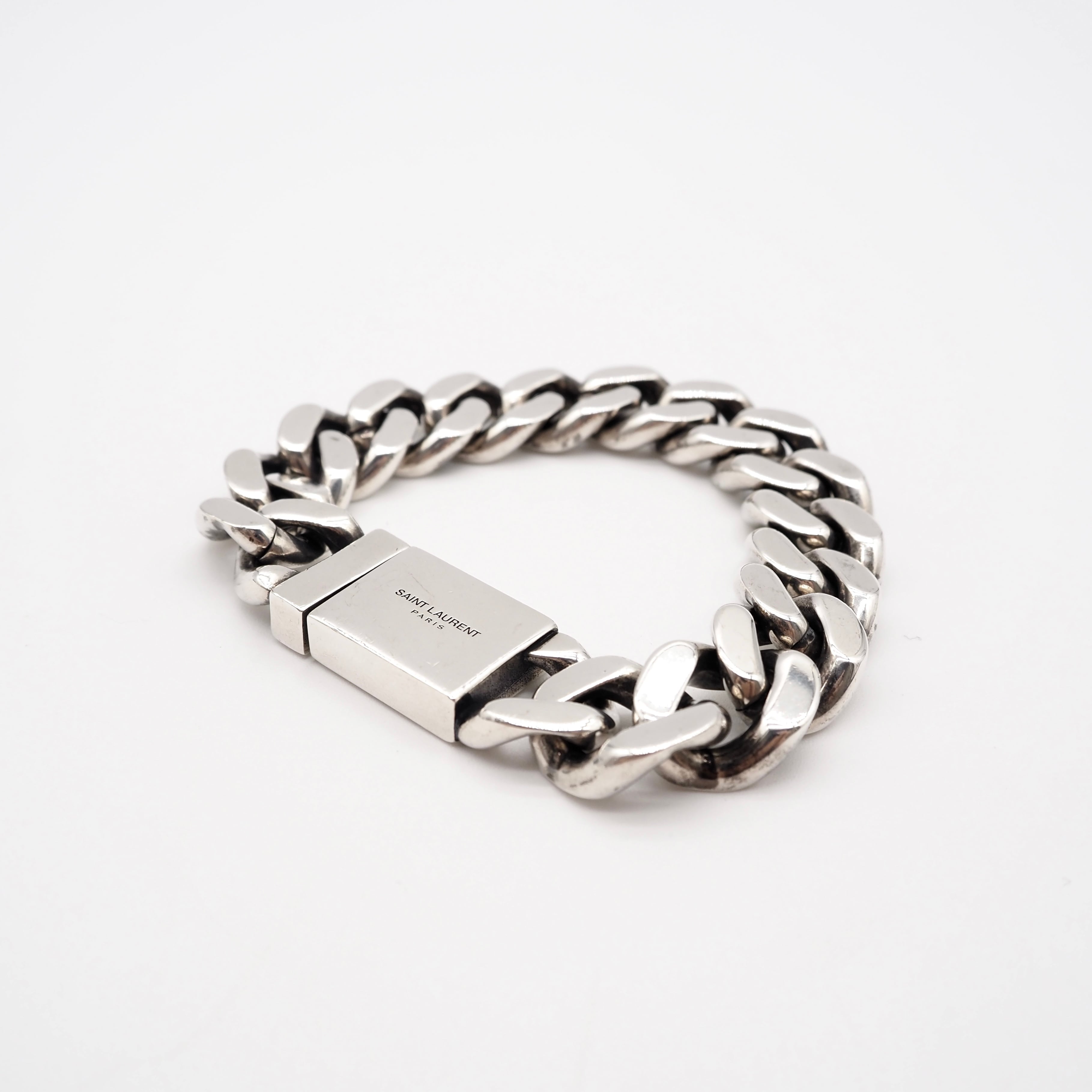 SAINT LAURENT PARIS カーブチェーン ブレスレット シルバー サン