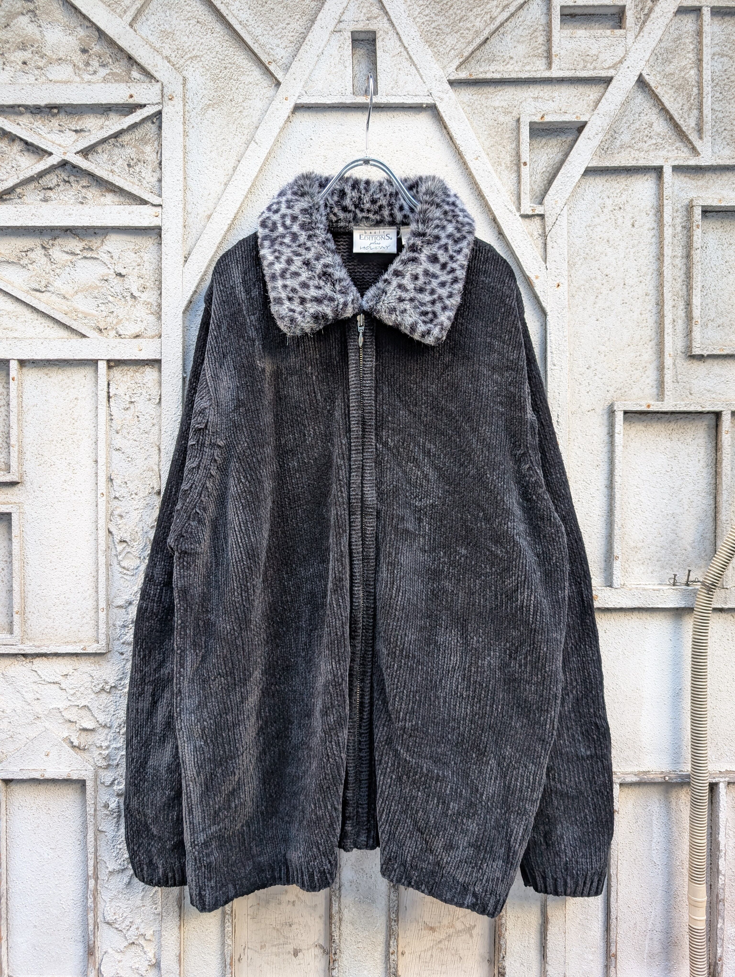 "LEOPARD FUR" corduroy jacket