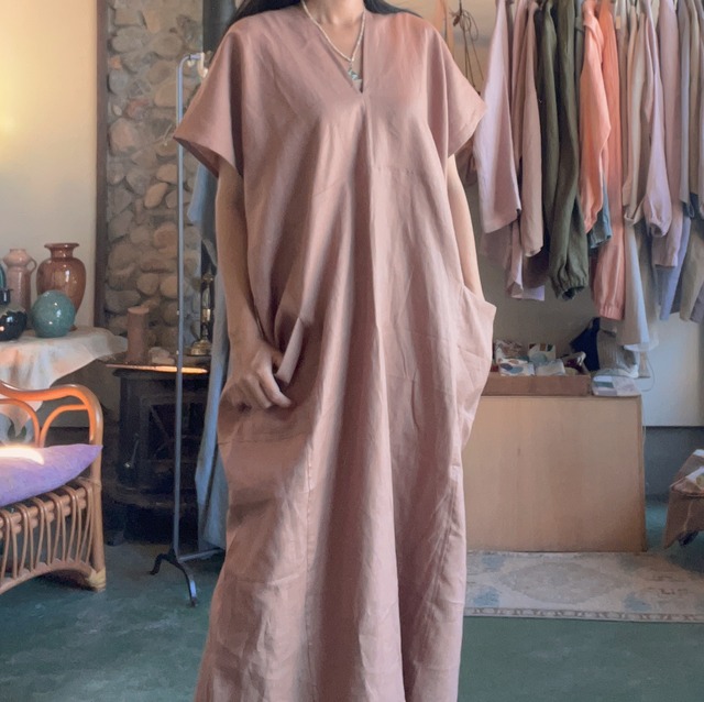 Core linen dress /灰梅色