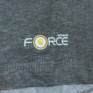 【Carhartt】2XL ビッグシルエット ワンポイント ポケットTシャツ ポケT カーハート FORCE ラグラン ダークグレー 半袖 夏物 US古着