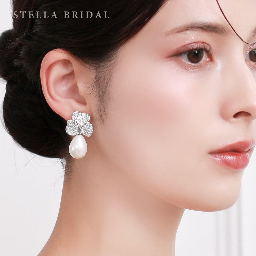 キュービックジルコニア ウェディングピアス&イヤリング - Oxalis オザリスII