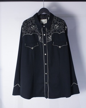 【Caka BLACK】Botanical Embroidery Vintage L/S Western Shirt